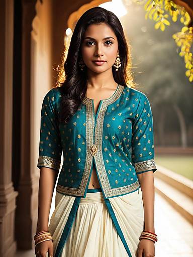 Photorealistic Woman in Dhoti Suit