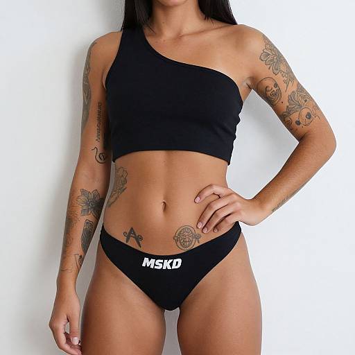 Tattooed Woman in Edgy Crop Top