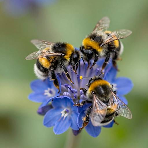 Bumblebees on Blue Flowers