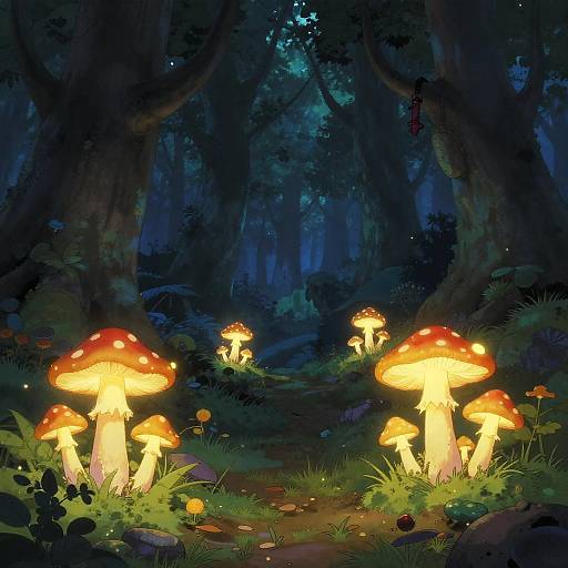 Enchanted Forest with Glowing Mushrooms
