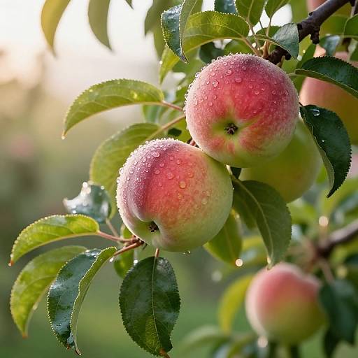 Dew-Covered Ripe Fruit at Sunrise