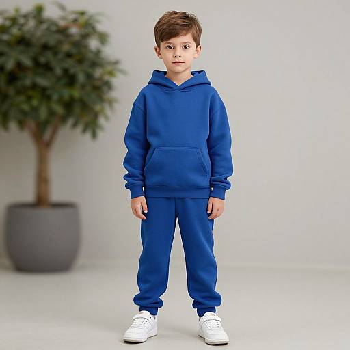 Realistic Portrait of Boy in Blue Hoodie