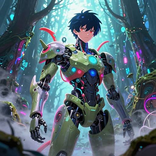 Surreal Cybernetic AI Guardian