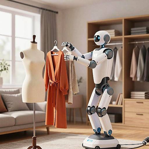 Robot Arranging Vibrant Outfits