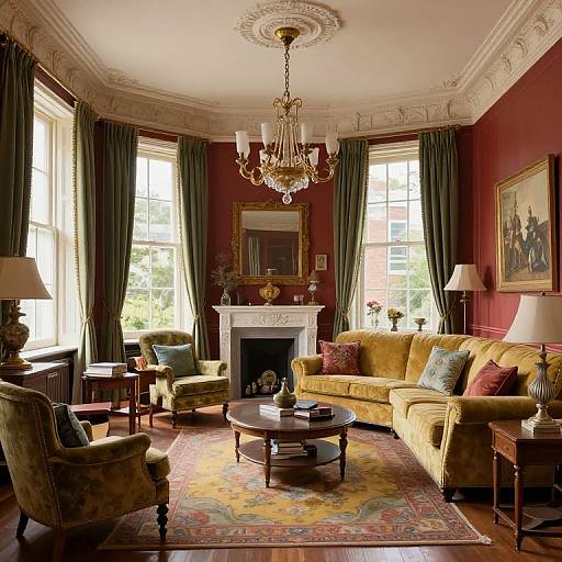 Detailed Victorian Living Room Illustration