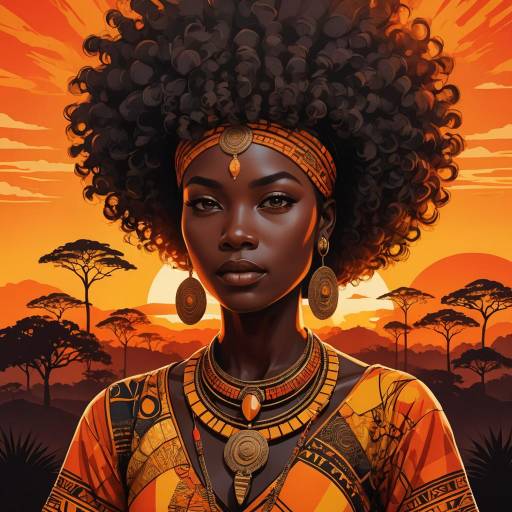 Confident Woman in Bold Graphic Sunset