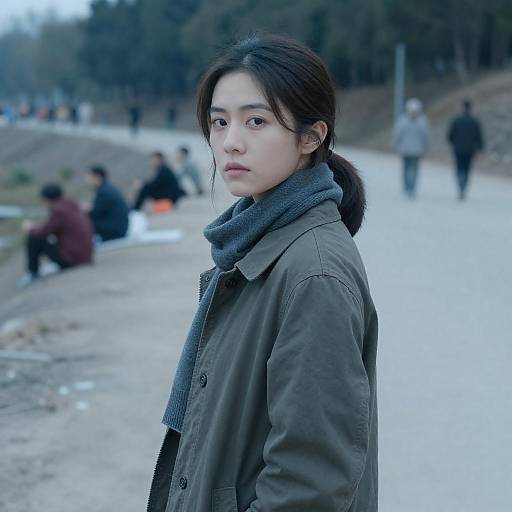 Serious Woman Looking Over Shoulder