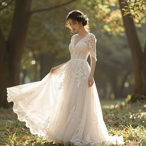 Serene Bride in Sunlit Forest