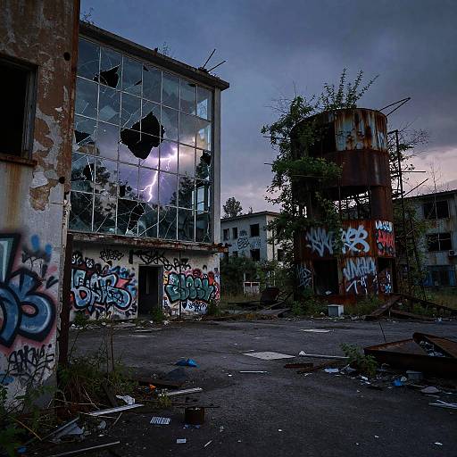 Apocalyptic Abandoned City at Twilight