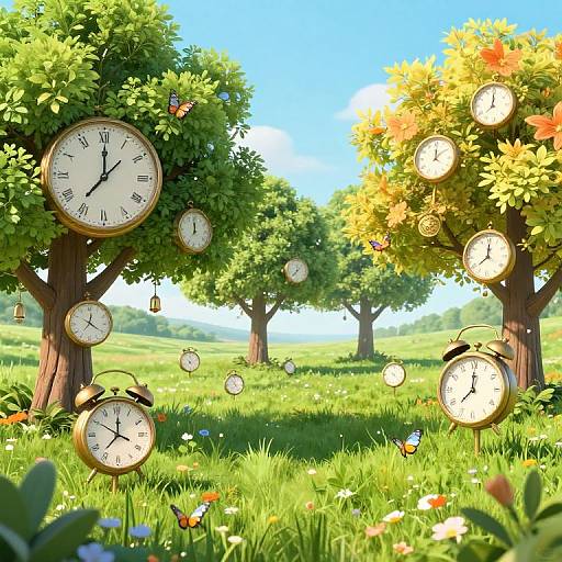 Whimsical Time Zone Tree Meadow