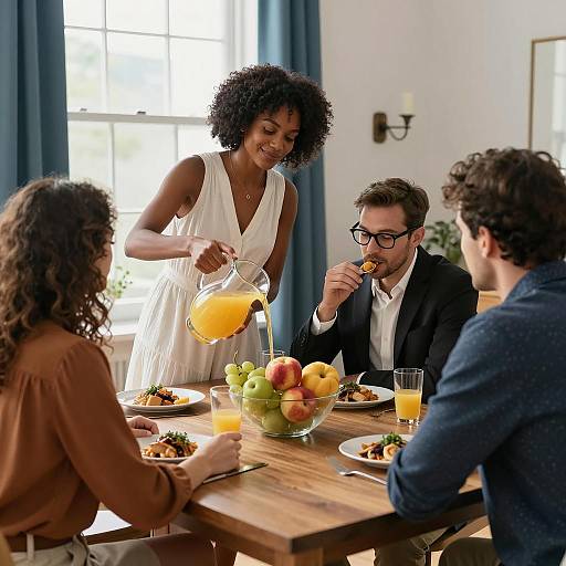 Dining Table Scene of Diversity and Conversation