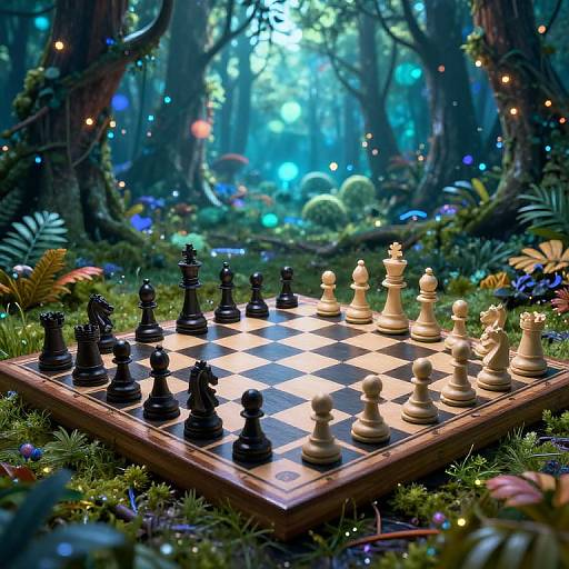 Bioluminescent Forest Chess Duel