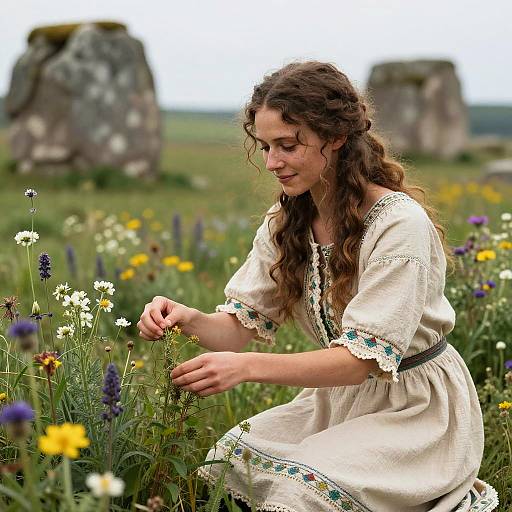 Neanderthal Woman Gathering Herbs