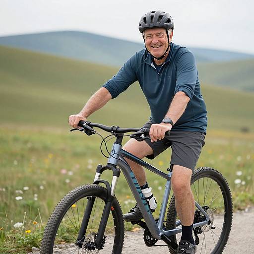 Happy Senior Man with Mountain Bike