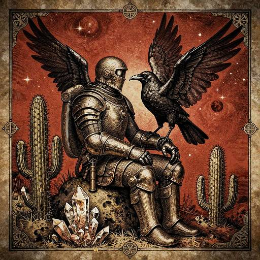 Retro Sci-Fi Space Explorer with Bionic Raven