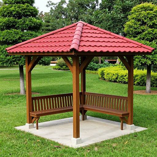 Wooden Pergola with Red Tiled Roof