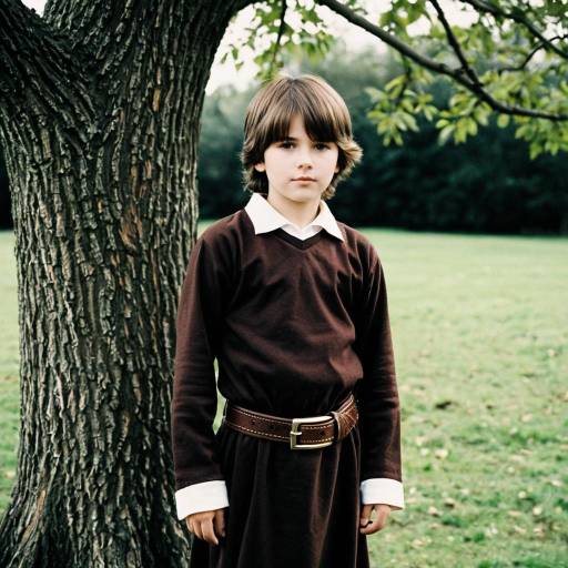 Boy in Brown Dress Standing Outdoors