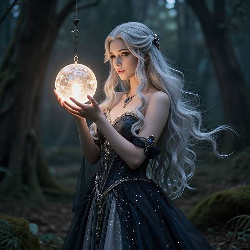 Enchanting Woman with Glowing Orb