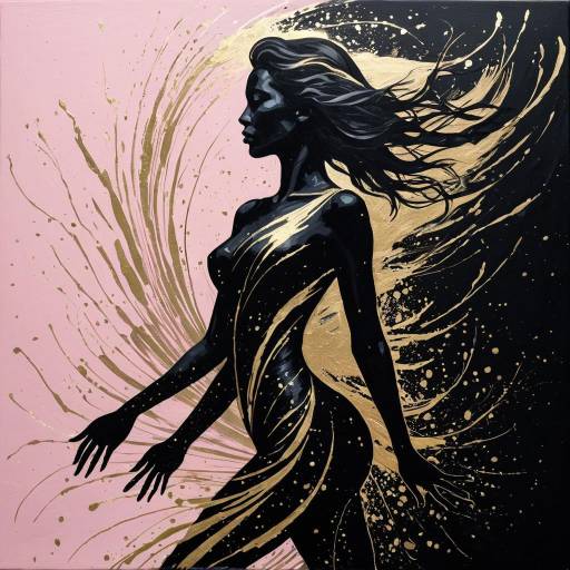 Silhouette of Woman with Gold Accents