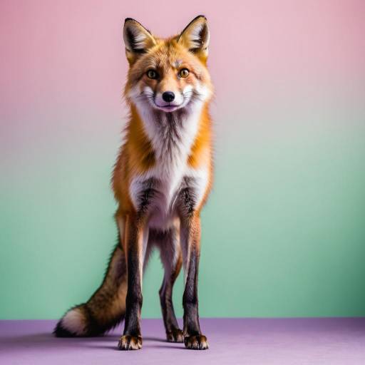 Portrait of Red Fox with Colorful Background