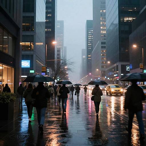 Rainy Cyberpunk Cityscape at Dusk