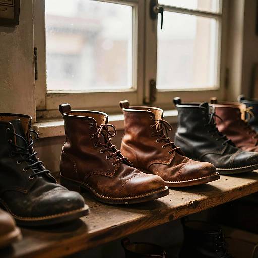 Vintage Leather Workshop with Classic Boots