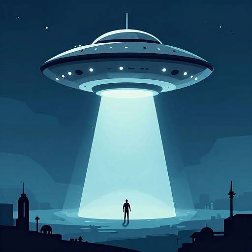 UFO Abduction Scene at Night