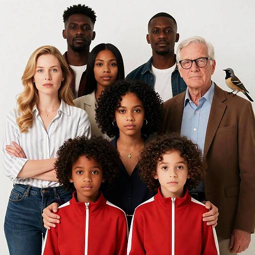 Diverse Family Portrait in Casual Attire