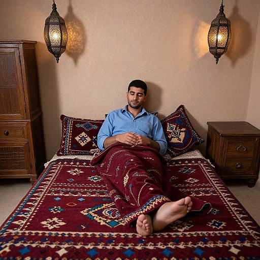 Relaxed Moroccan Man in Traditional Room
