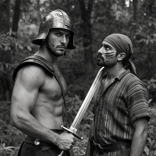 Dramatic Encounter in Forest Depths