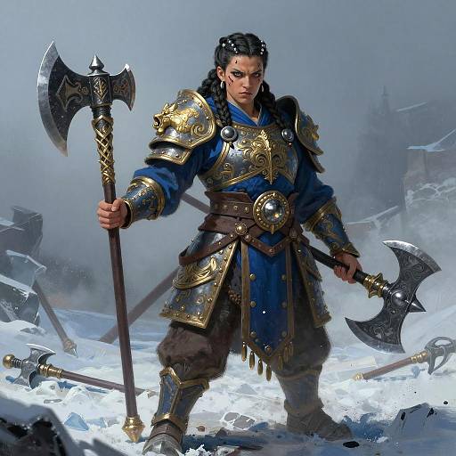 Dramatic Female Dwarf Warrior Illustration