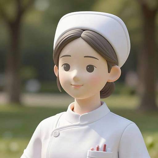 3D Render of Smiling Nurse in Park