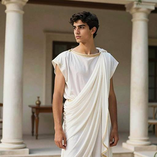 Youthful Greek Poet in Traditional Attire