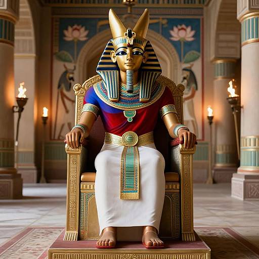 Egyptian Pharaoh on Ornate Throne