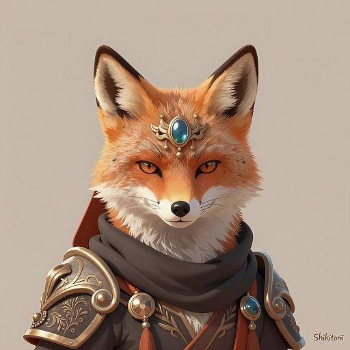 Serious Anthropomorphic Fox Illustration