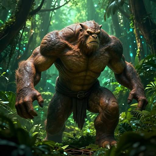 Muscular Fantasy Creature in Jungle