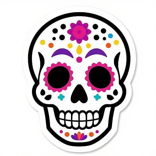 Neon Sugar Skull Foreshortening Sticker