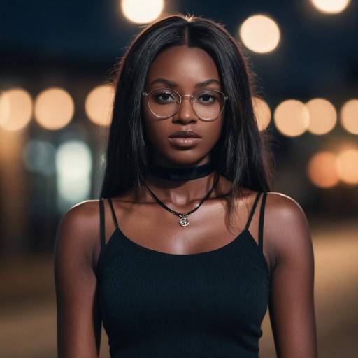 Portrait of Young Woman with Glasses at Night