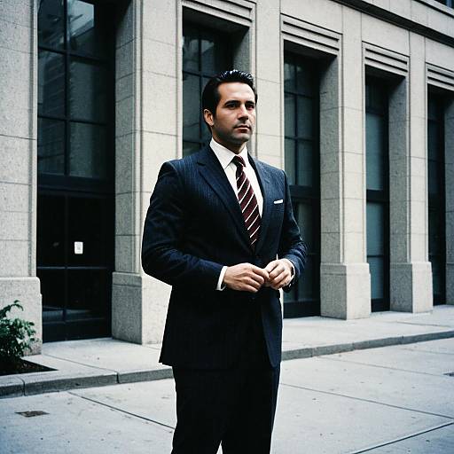 Man in Business Suit Outside Building