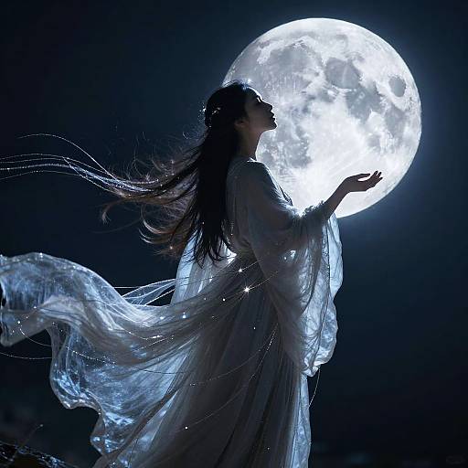 Ethereal Woman in Moonlight Glow