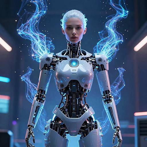 Cyberpunk Robotic Woman Portrait