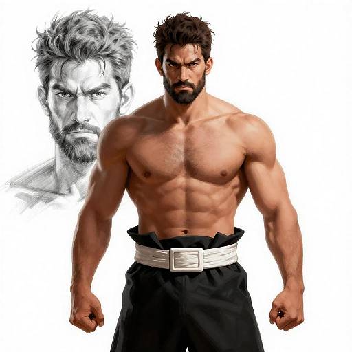 Fierce Muscular Man Digital Illustration