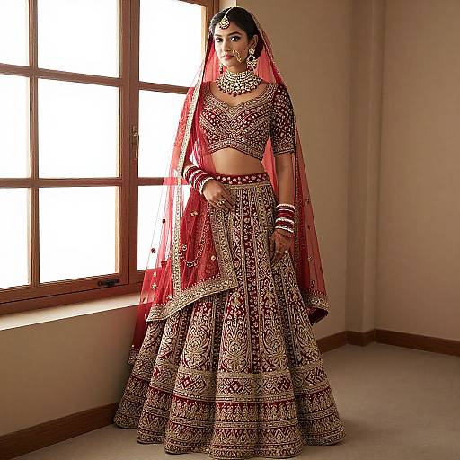Realistic Indian Bridal Lehenga Portrait
