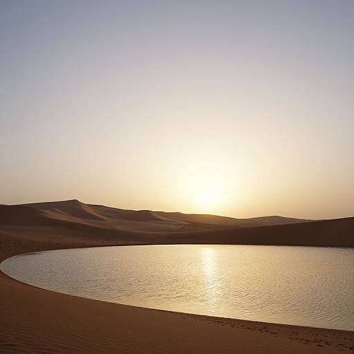 Golden Sunset Over Desert Oasis