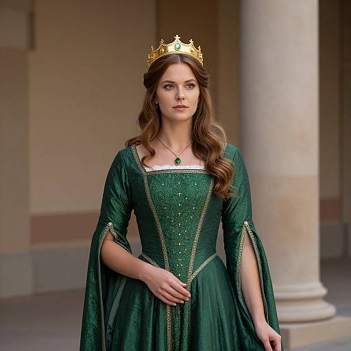 Medieval Woman in Green Dress