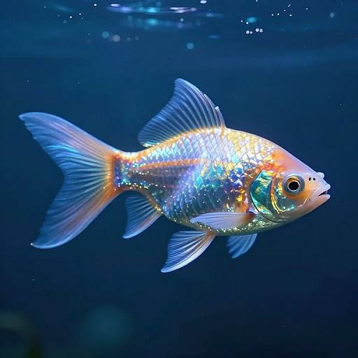 Iridescent Glass Fish in Liquid Light