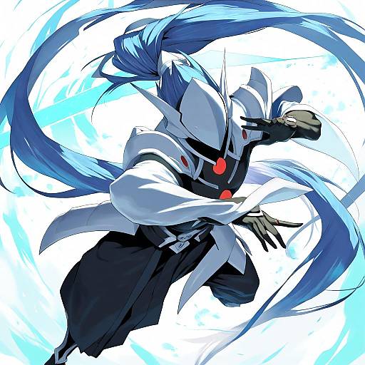Illustration of Hakumen, blazblue in the style of Hakai shin