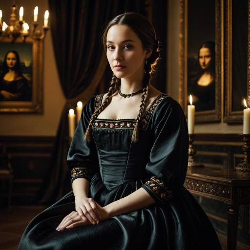 Woman in Renaissance Dress with Braids