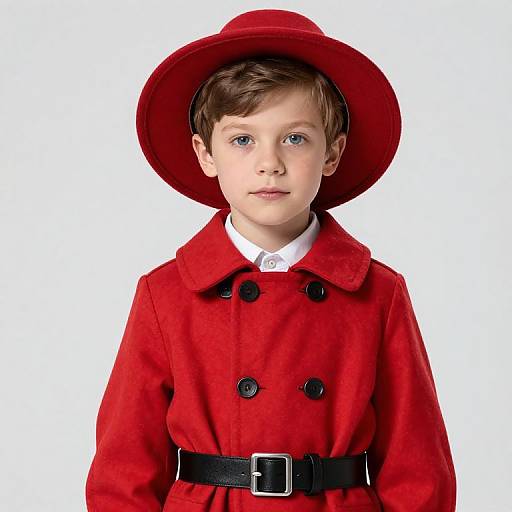 Boy in Red Coat and Hat