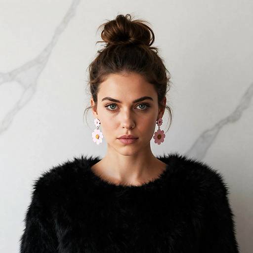 Elegant Woman in Black Fur Portrait